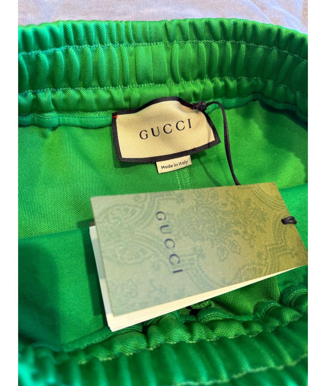 GUCCI Зеленые полиэстеровые шорты, фото 3