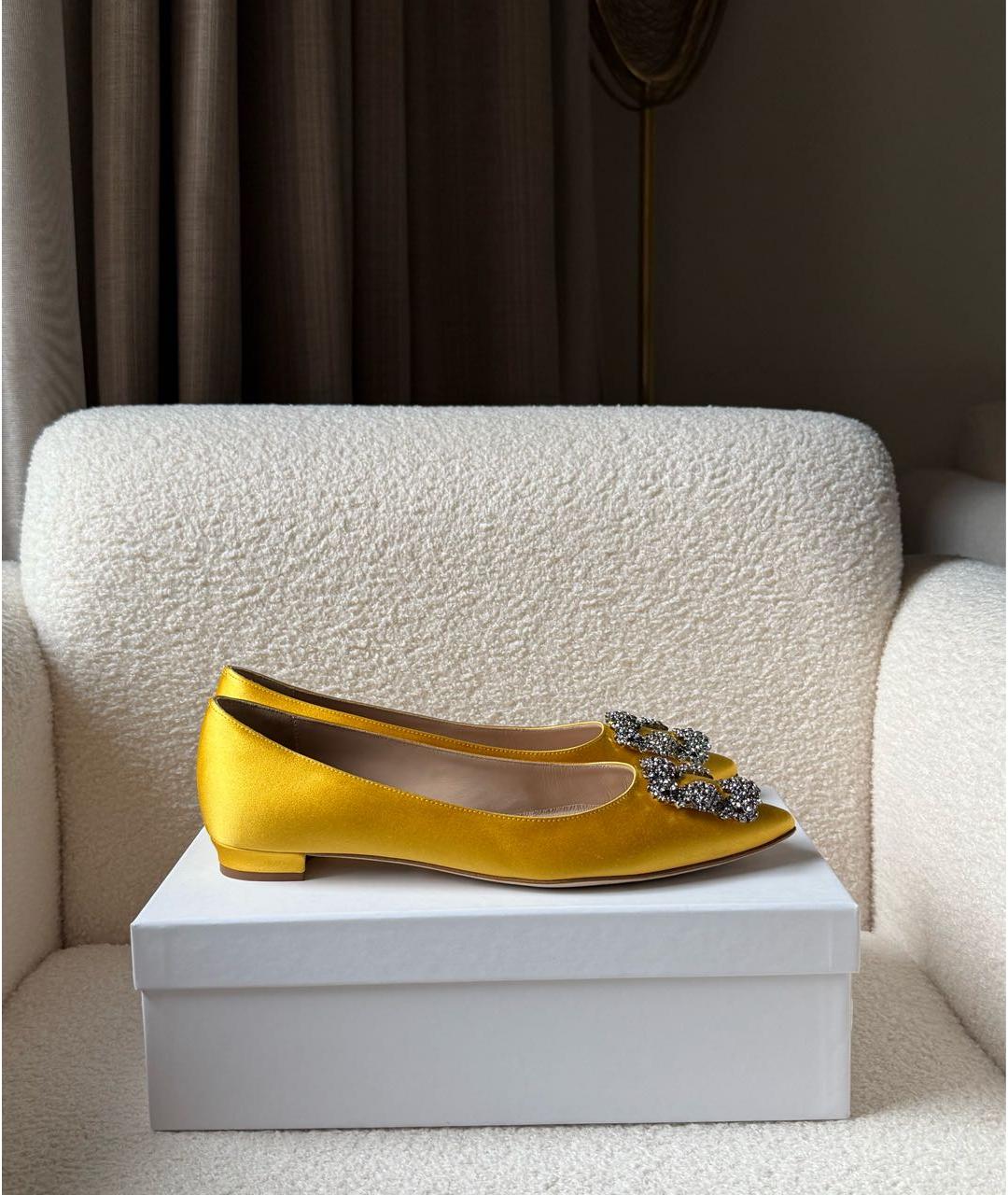 MANOLO BLAHNIK Желтые балетки, фото 8