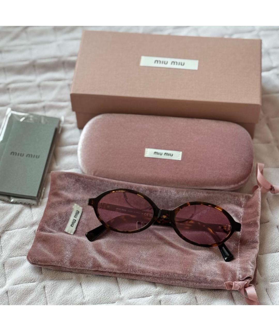 MIU MIU Розовые пластиковые солнцезащитные очки, фото 7