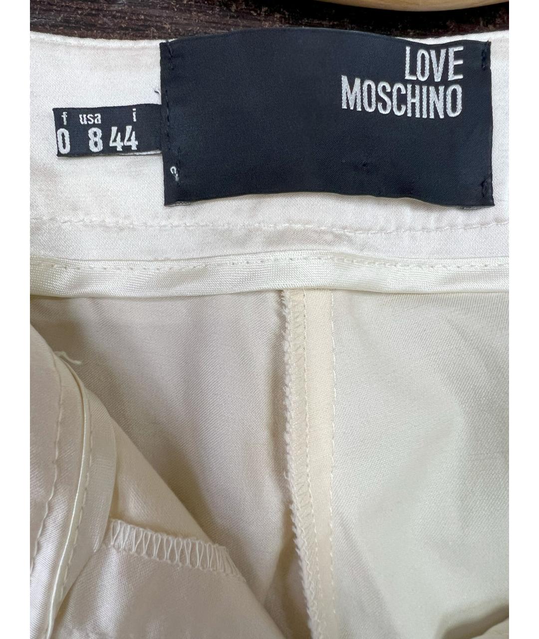 LOVE MOSCHINO Бежевые хлопковые брюки узкие, фото 7