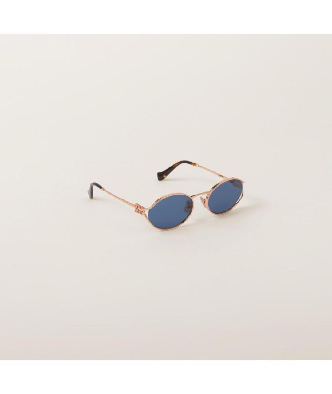 MIU MIU Золотые металлические солнцезащитные очки, фото 3