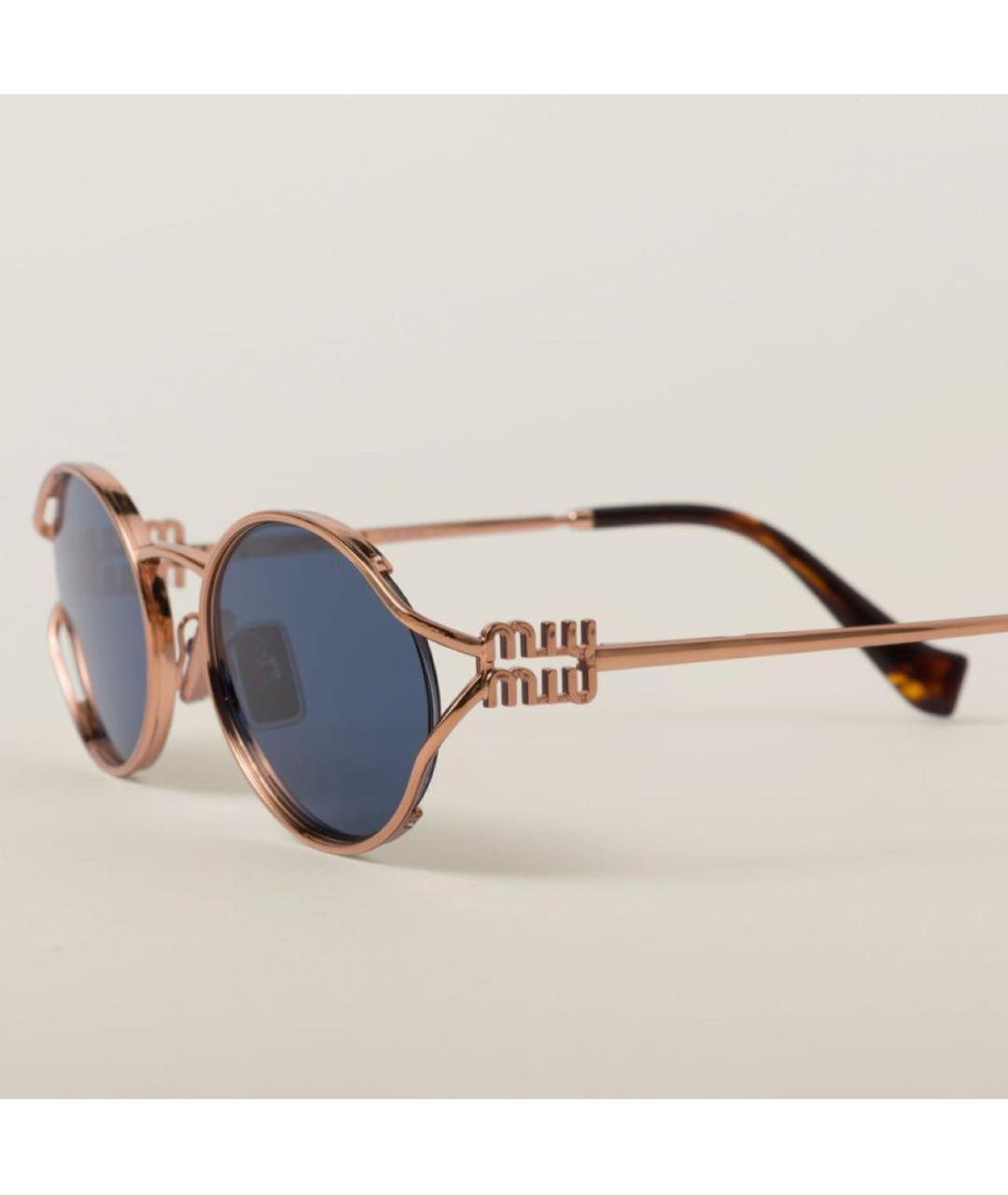 MIU MIU Золотые металлические солнцезащитные очки, фото 2