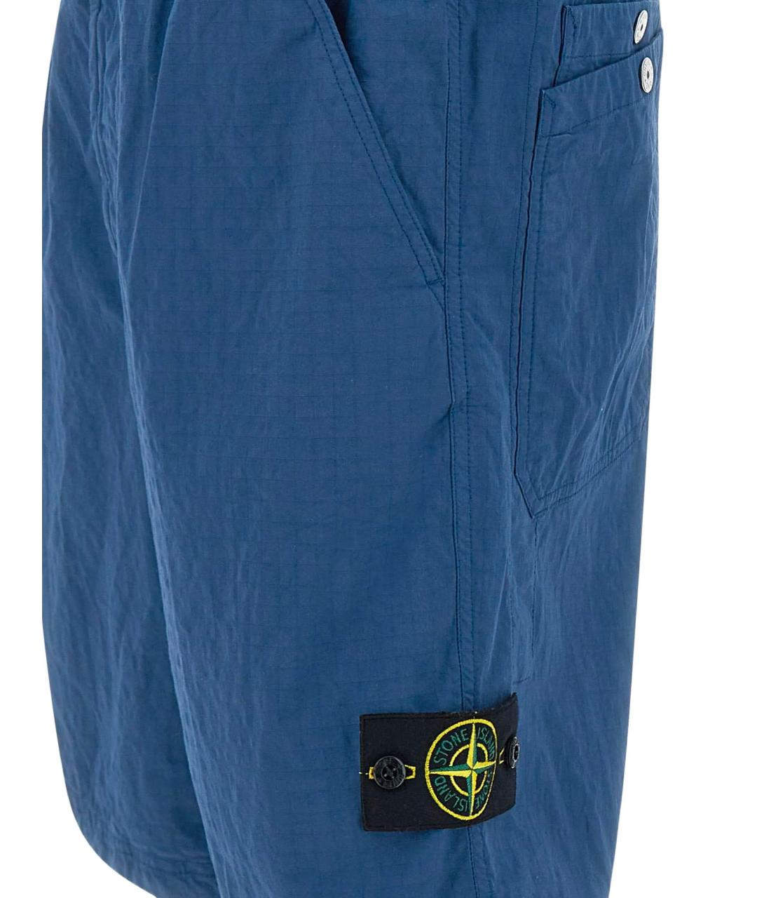 STONE ISLAND Синие полиамидовые шорты, фото 4