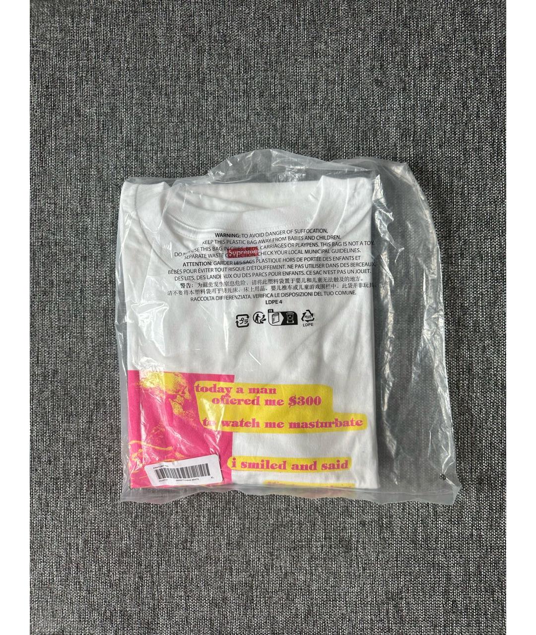 SUPREME Белая хлопковая футболка, фото 3