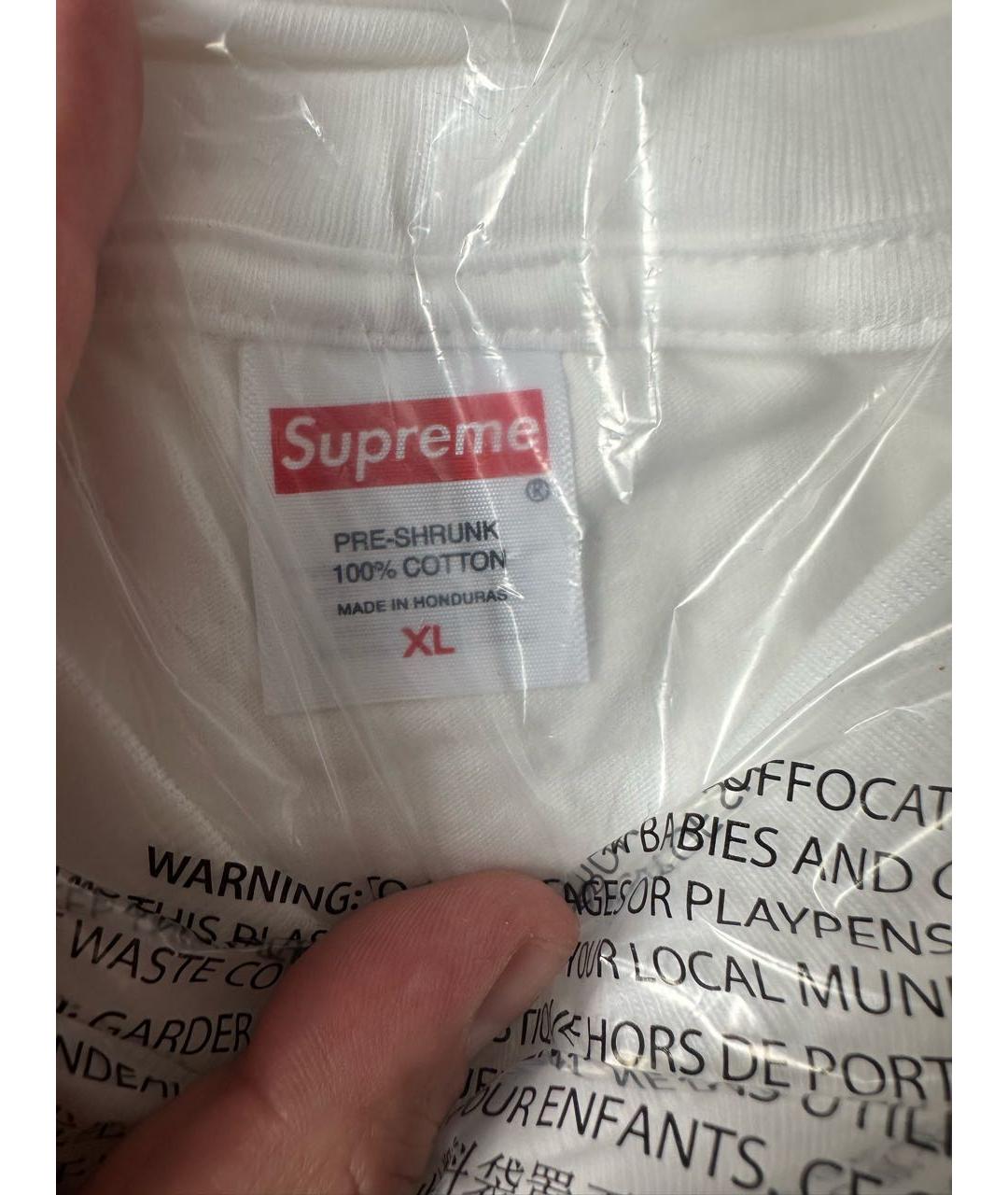 SUPREME Белая хлопковая футболка, фото 6