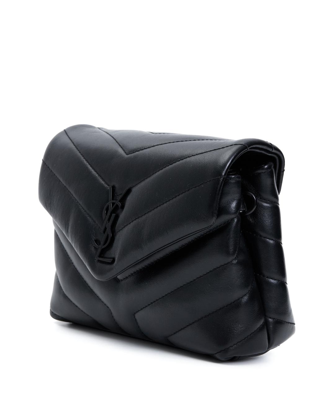SAINT LAURENT Черная кожаная сумка через плечо, фото 2