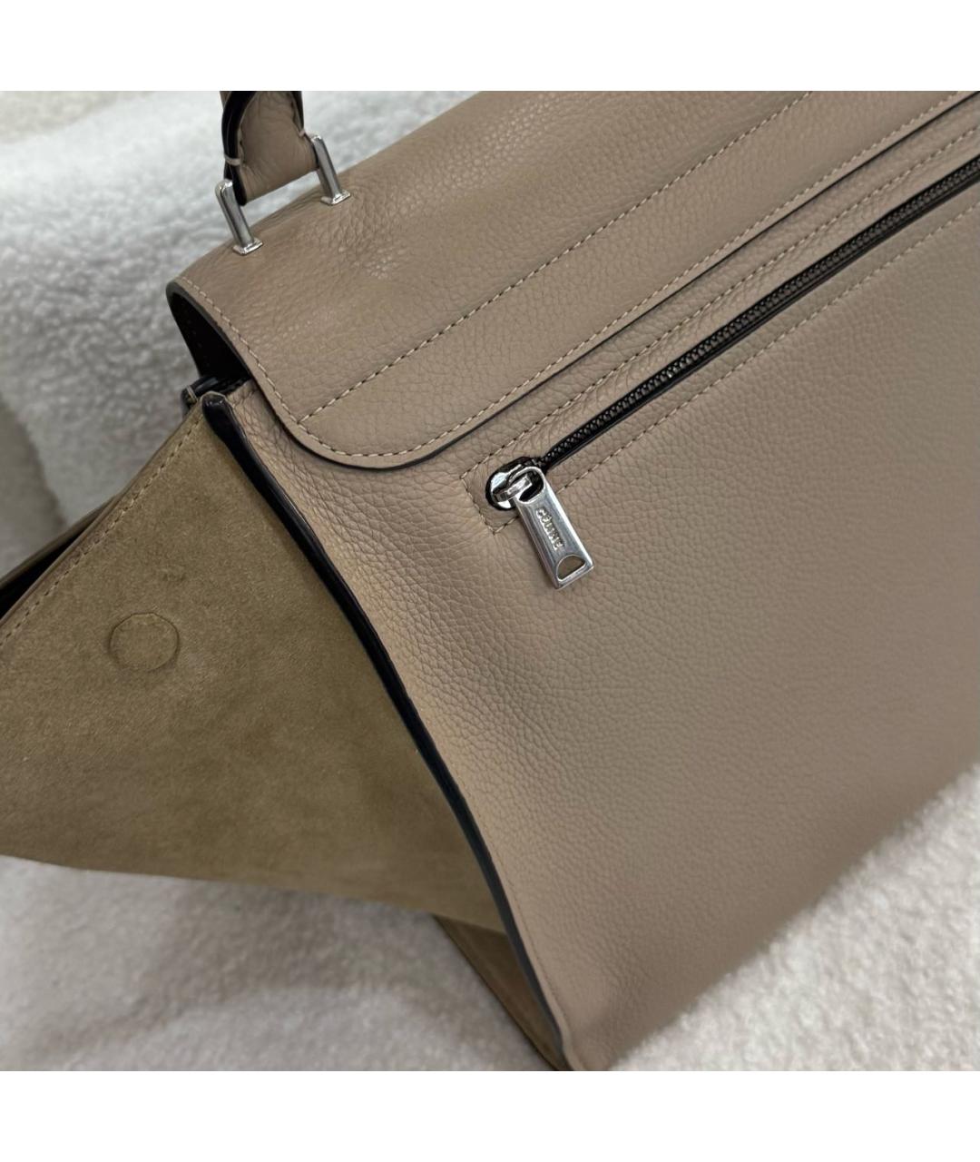CELINE Бежевая кожаная сумка через плечо, фото 6
