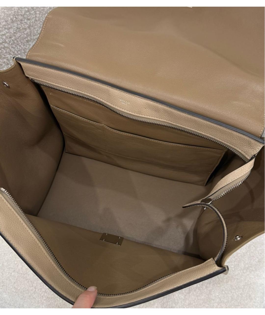 CELINE Бежевая кожаная сумка через плечо, фото 5