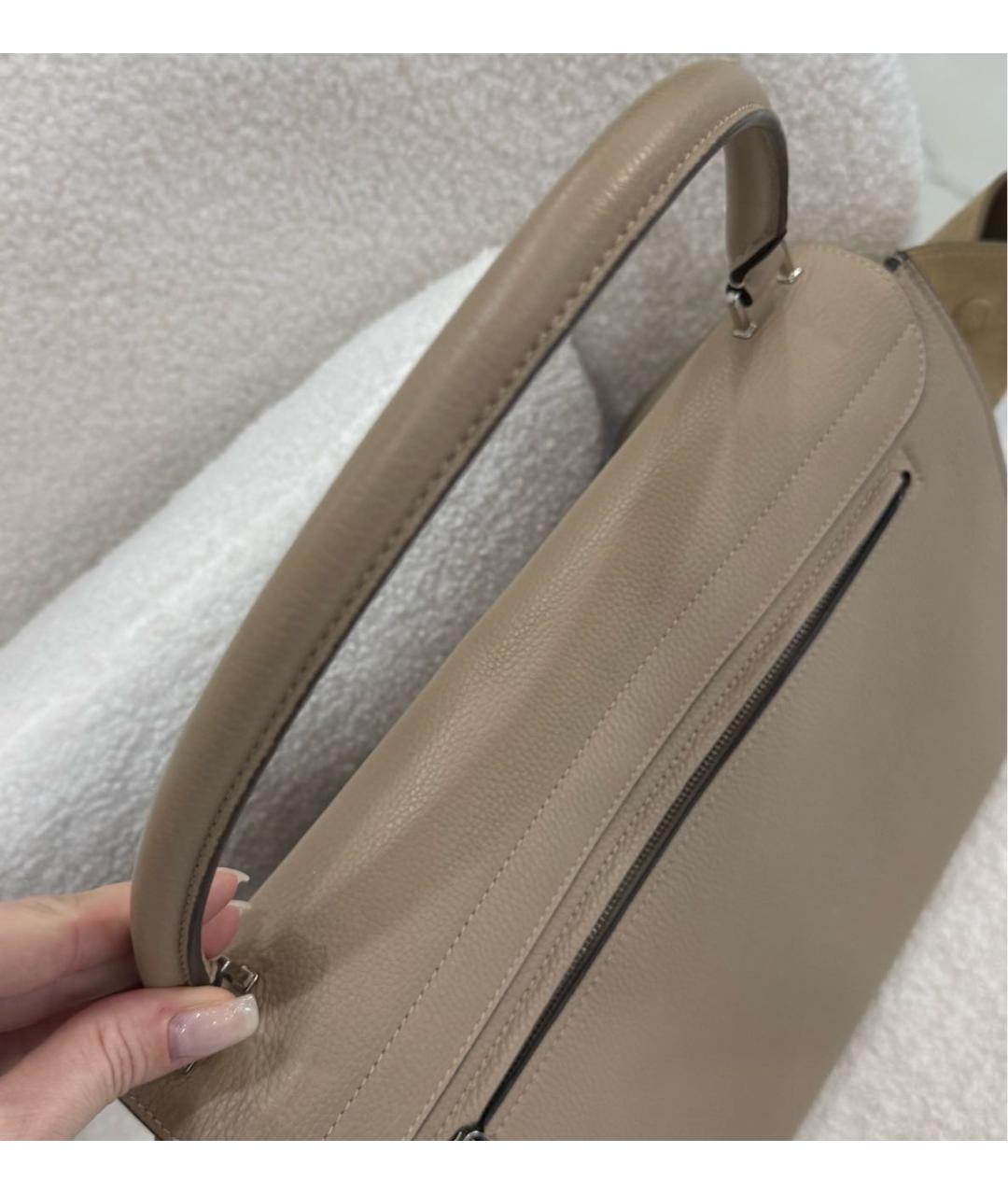 CELINE Бежевая кожаная сумка через плечо, фото 7