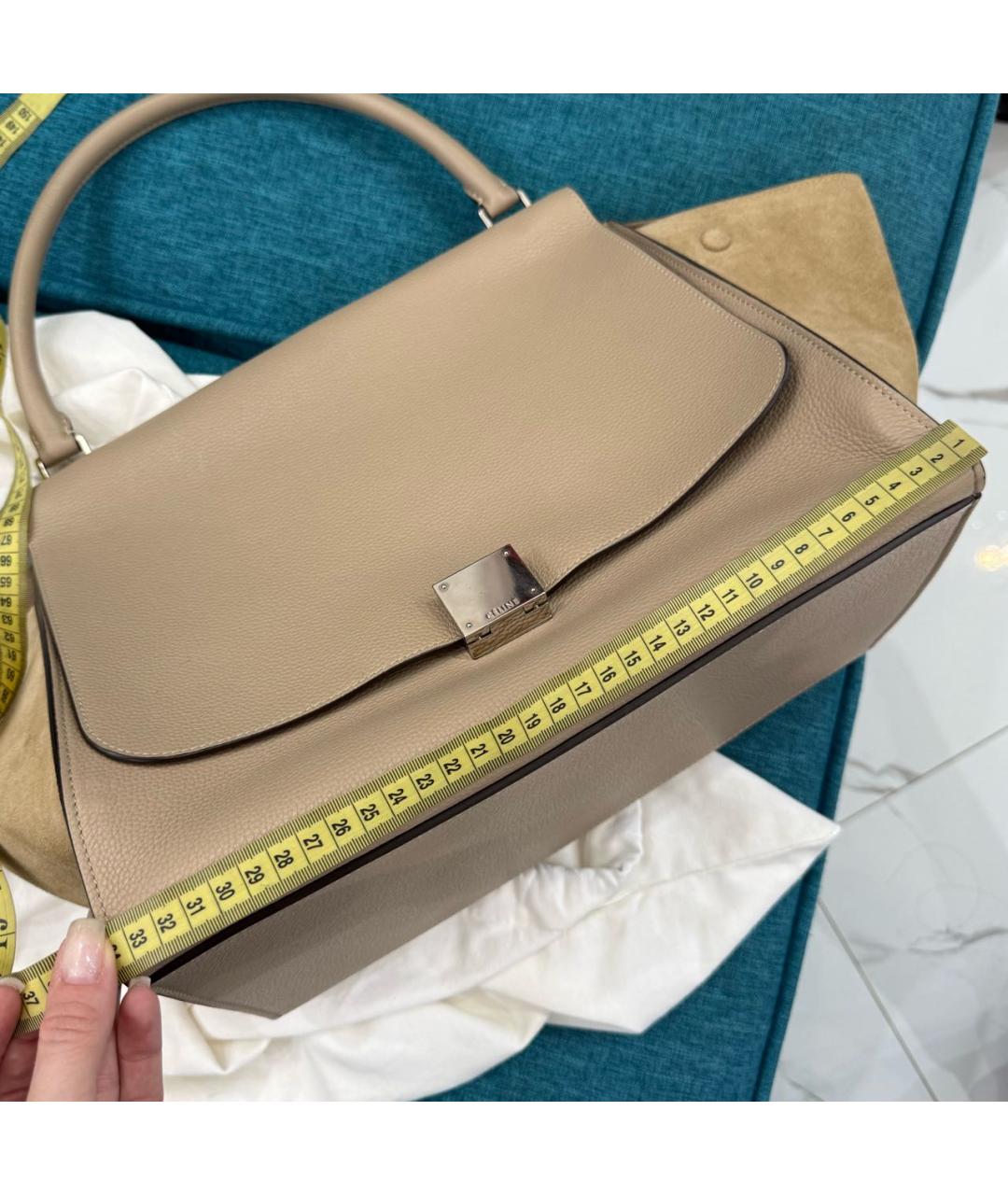CELINE Бежевая кожаная сумка через плечо, фото 8