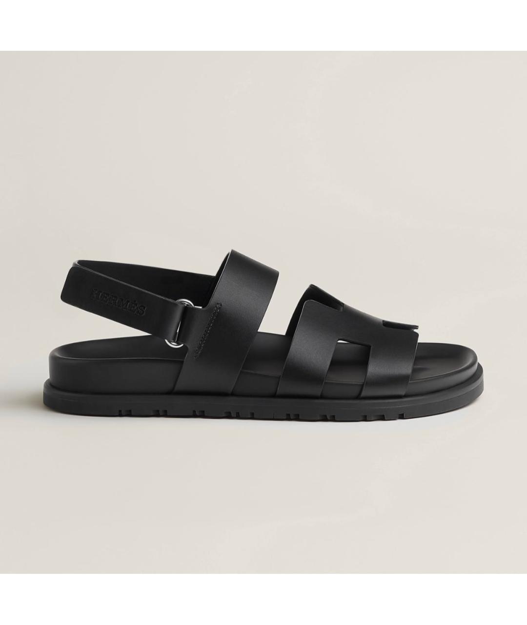 HERMES Черные кожаные сандалии, фото 2
