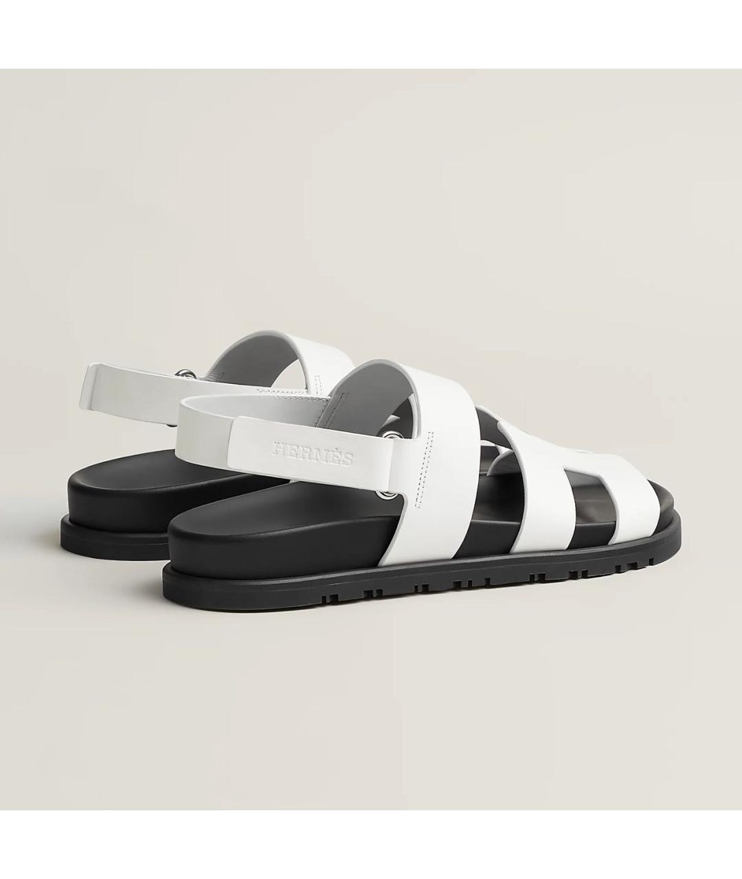 HERMES Белые кожаные сандалии, фото 6