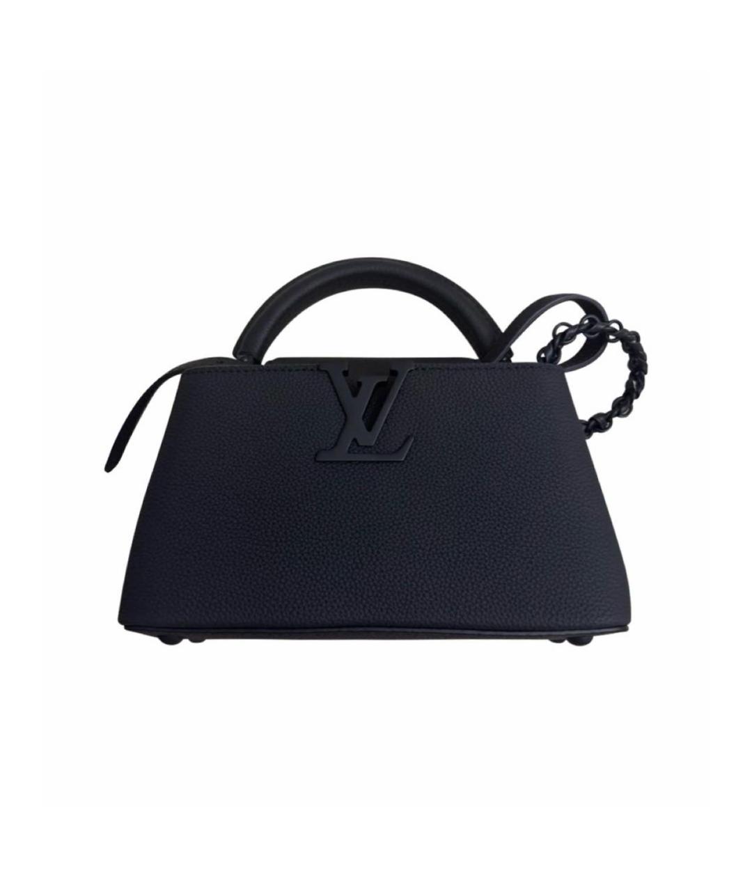 LOUIS VUITTON Черная кожаная сумка с короткими ручками, фото 5