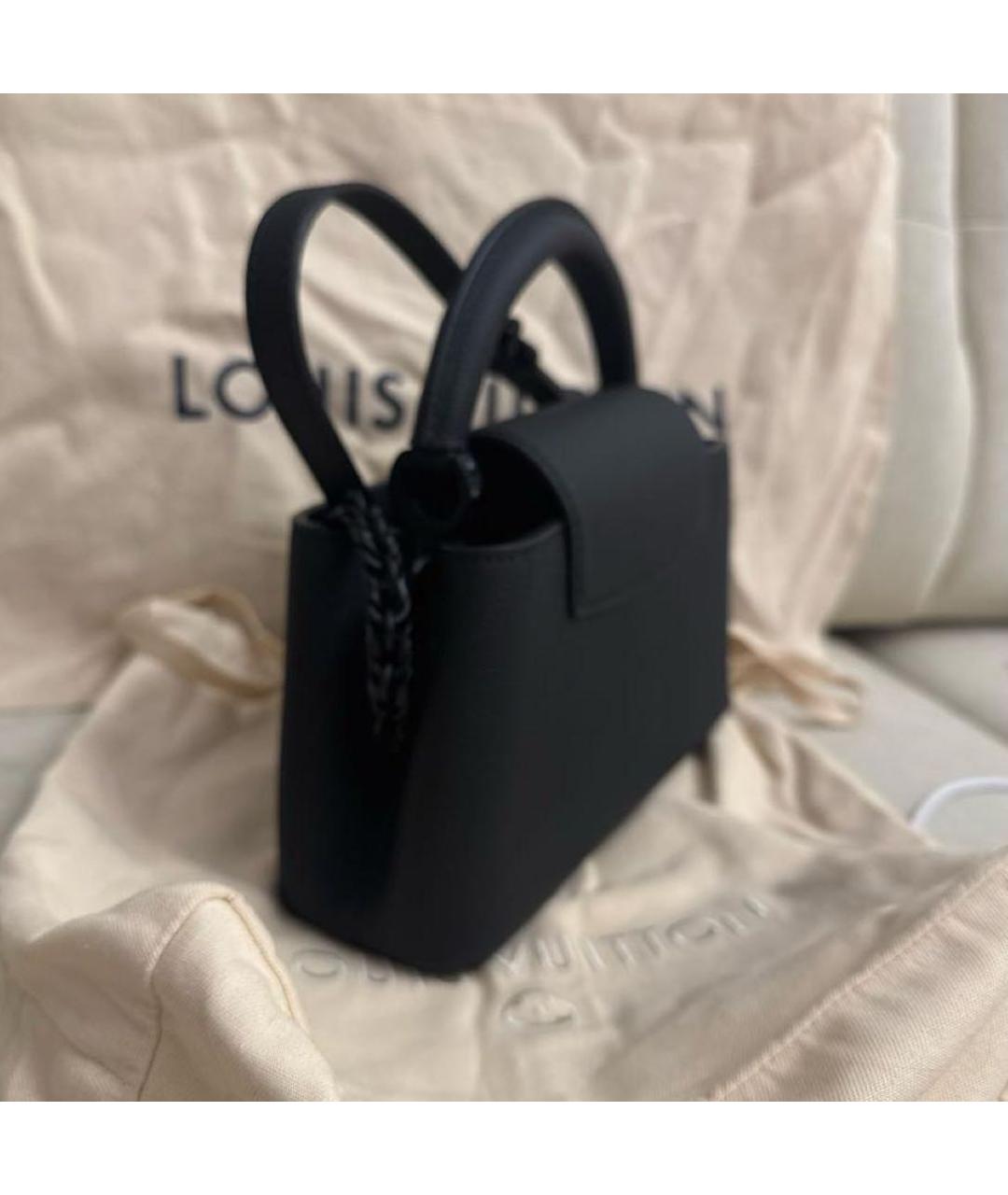 LOUIS VUITTON Черная кожаная сумка с короткими ручками, фото 3