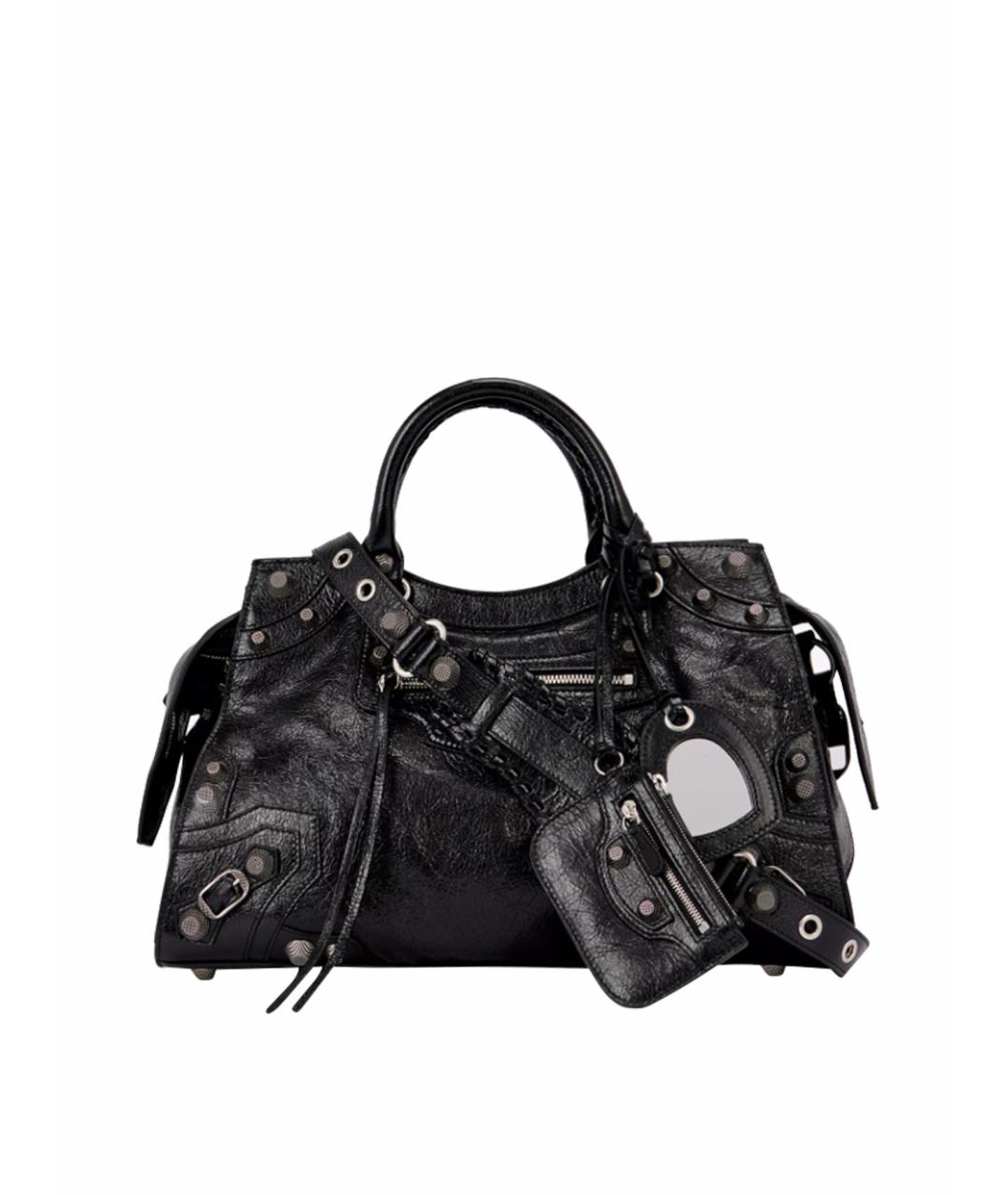 BALENCIAGA Черная кожаная сумка тоут, фото 1