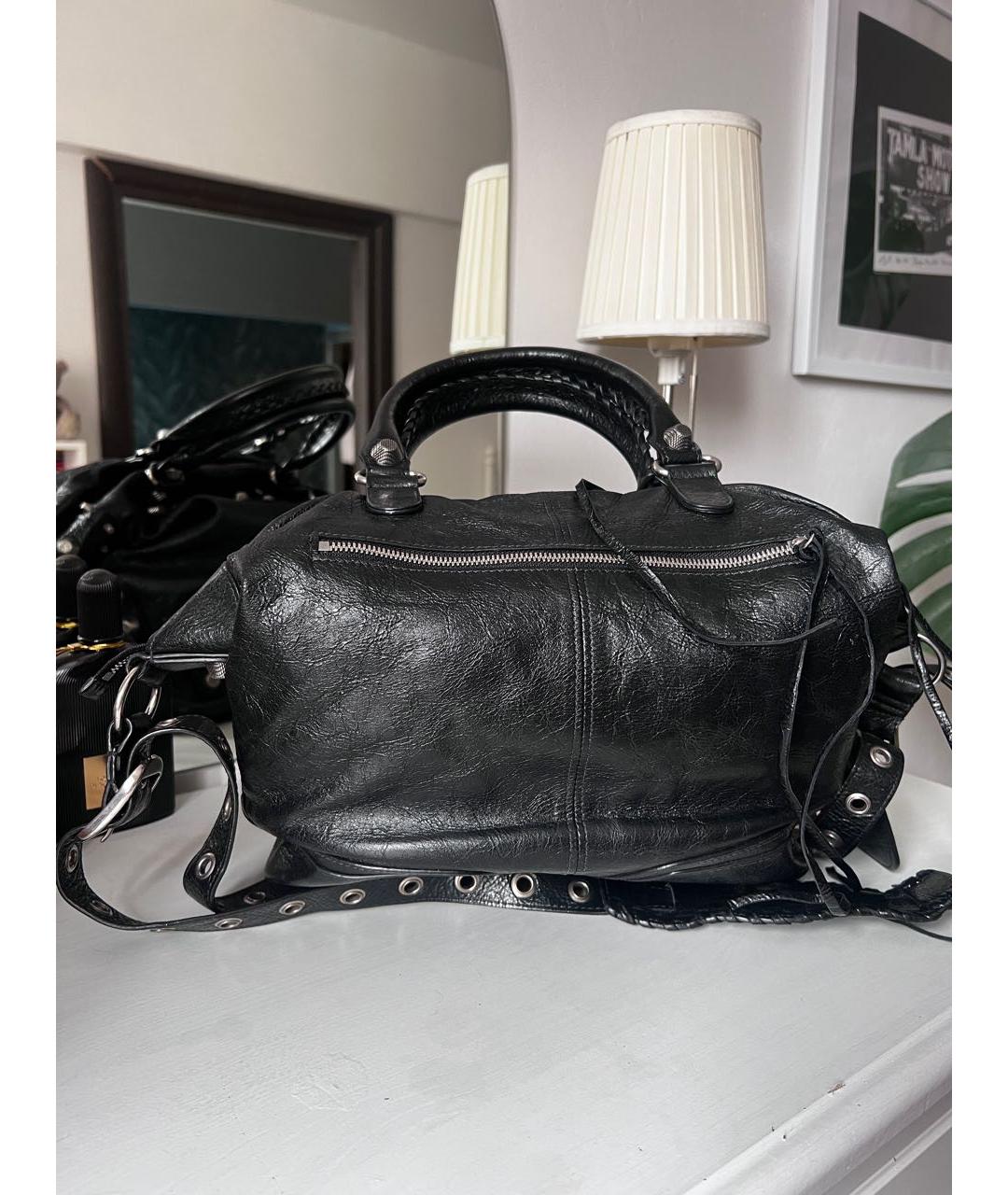 BALENCIAGA Черная кожаная сумка тоут, фото 2