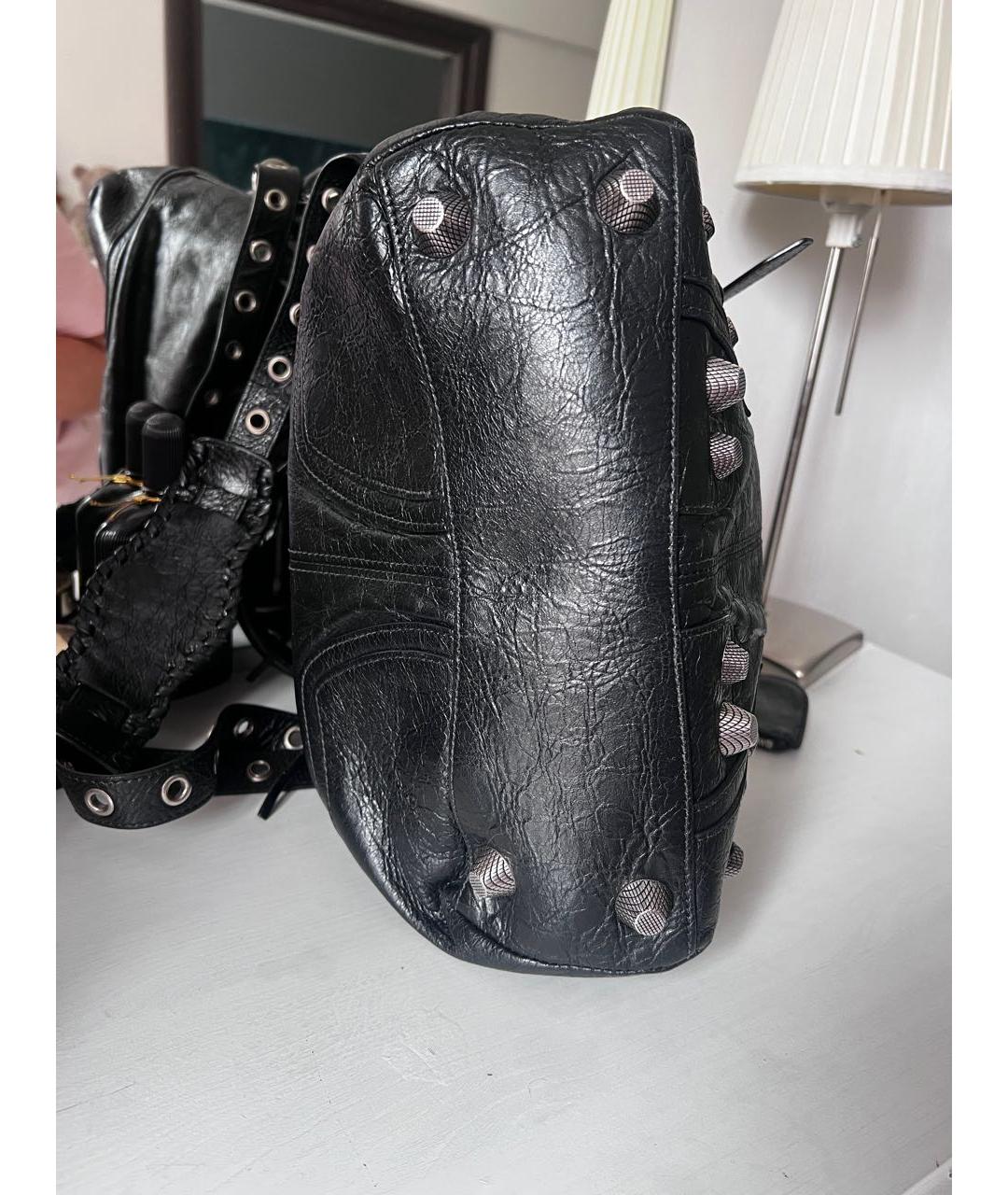 BALENCIAGA Черная кожаная сумка тоут, фото 3