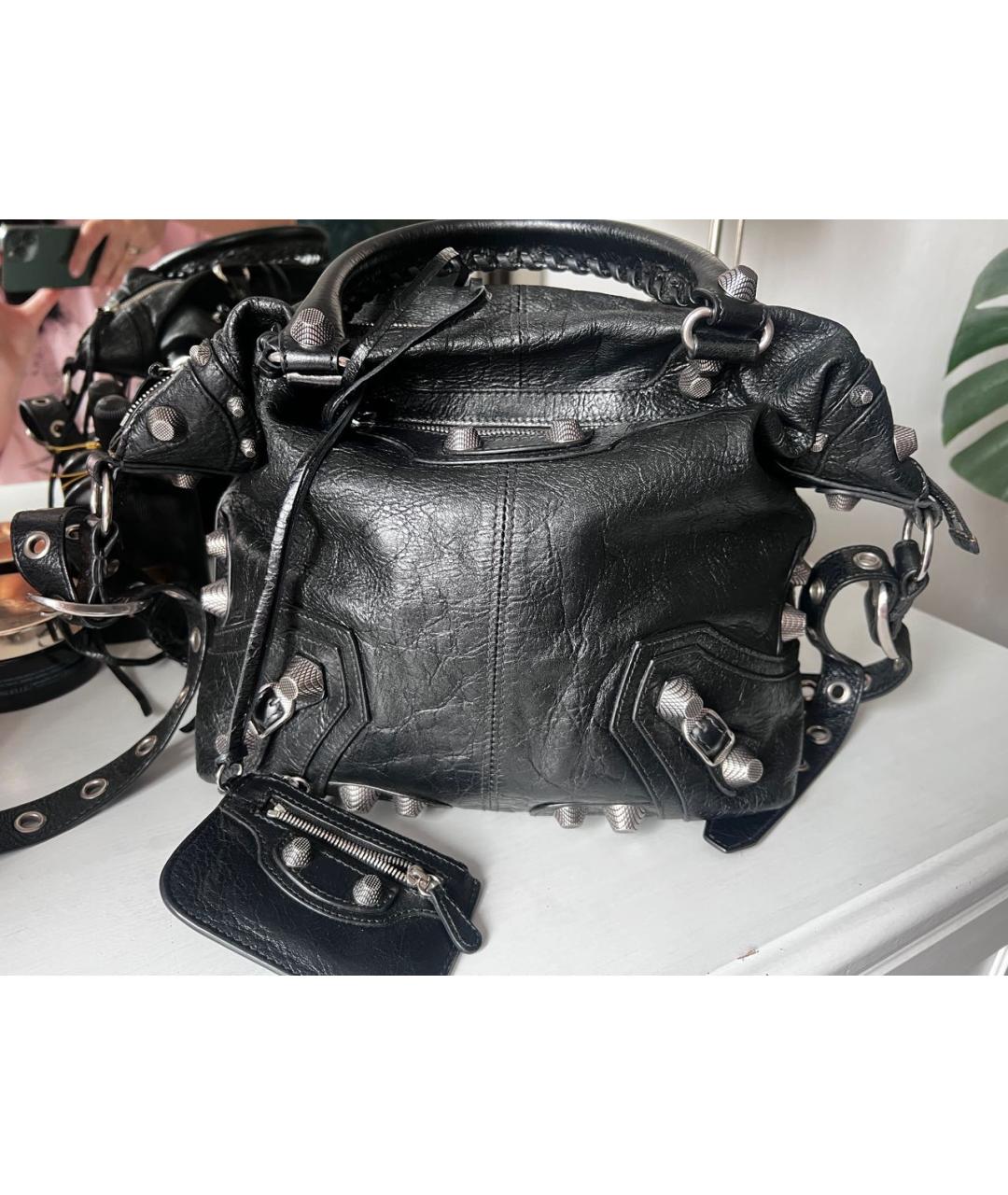 BALENCIAGA Черная кожаная сумка тоут, фото 8