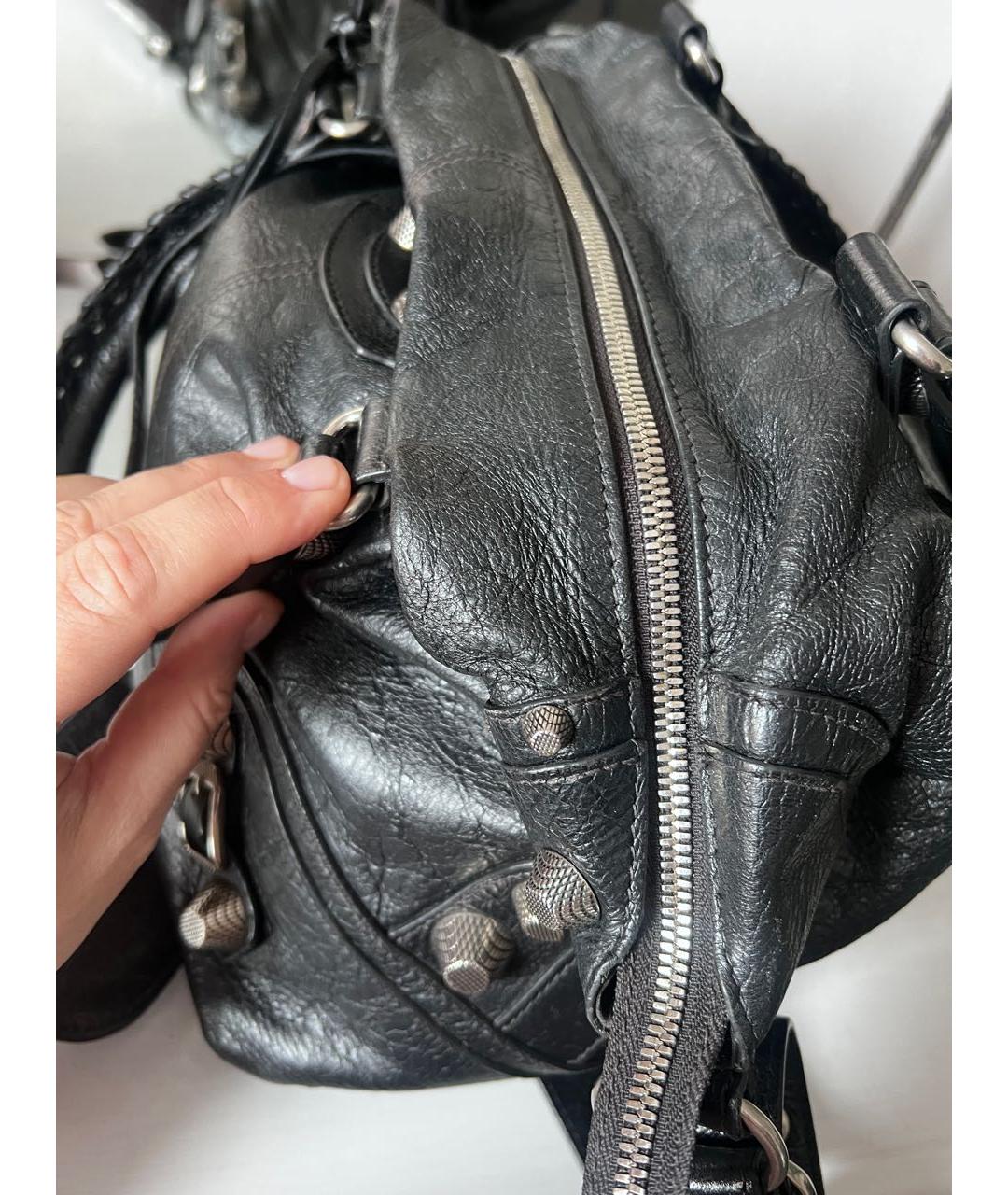 BALENCIAGA Черная кожаная сумка тоут, фото 4