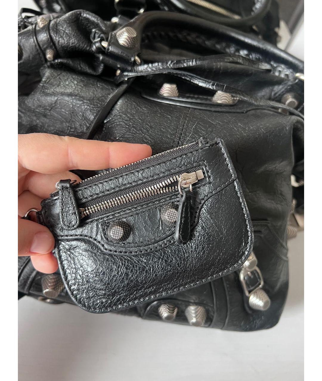 BALENCIAGA Черная кожаная сумка тоут, фото 5