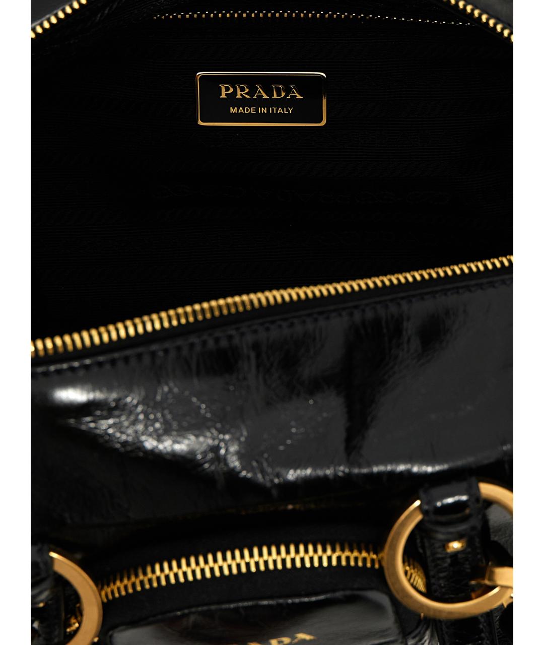 PRADA Черная кожаная сумка с короткими ручками, фото 4