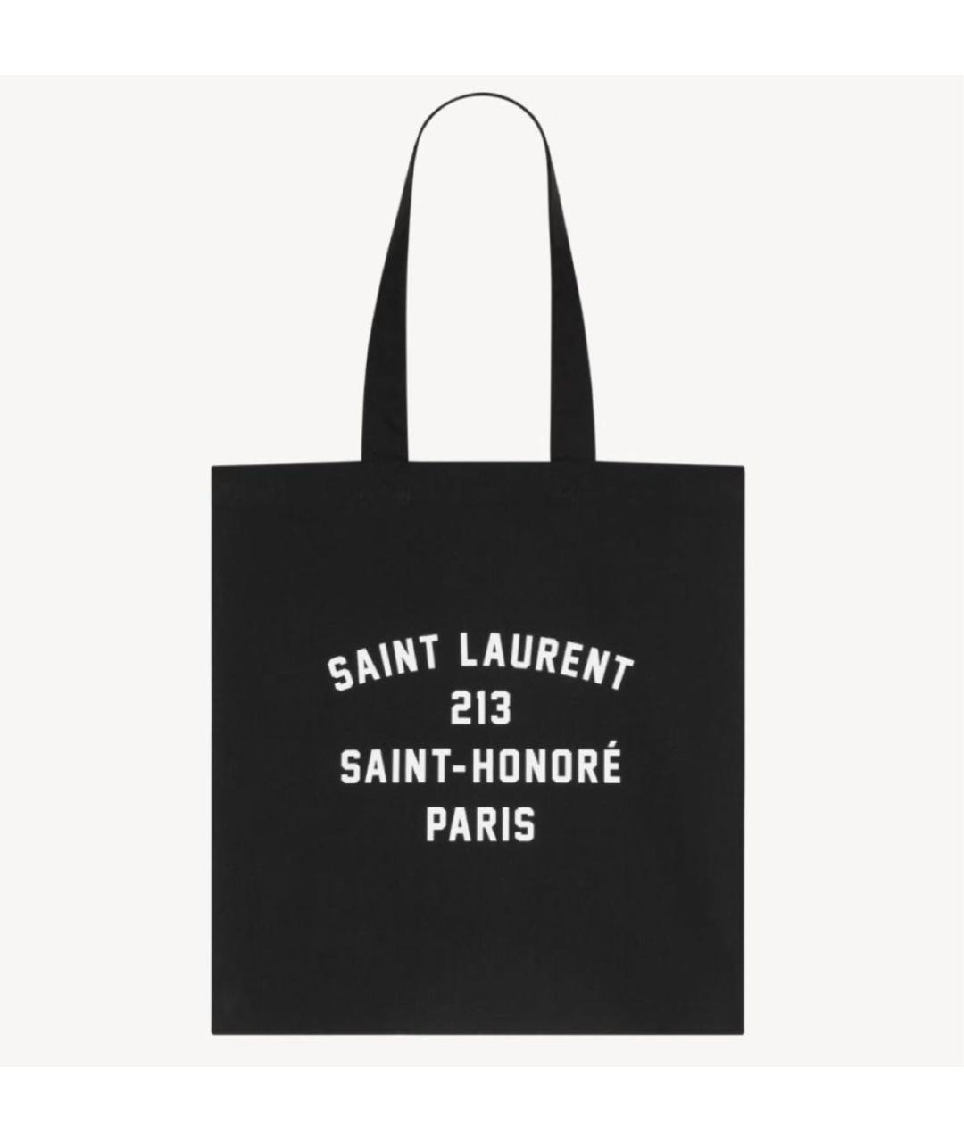 SAINT LAURENT Черная хлопковая сумка тоут, фото 3