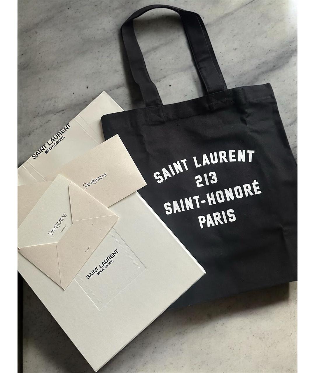 SAINT LAURENT Черная хлопковая сумка тоут, фото 4