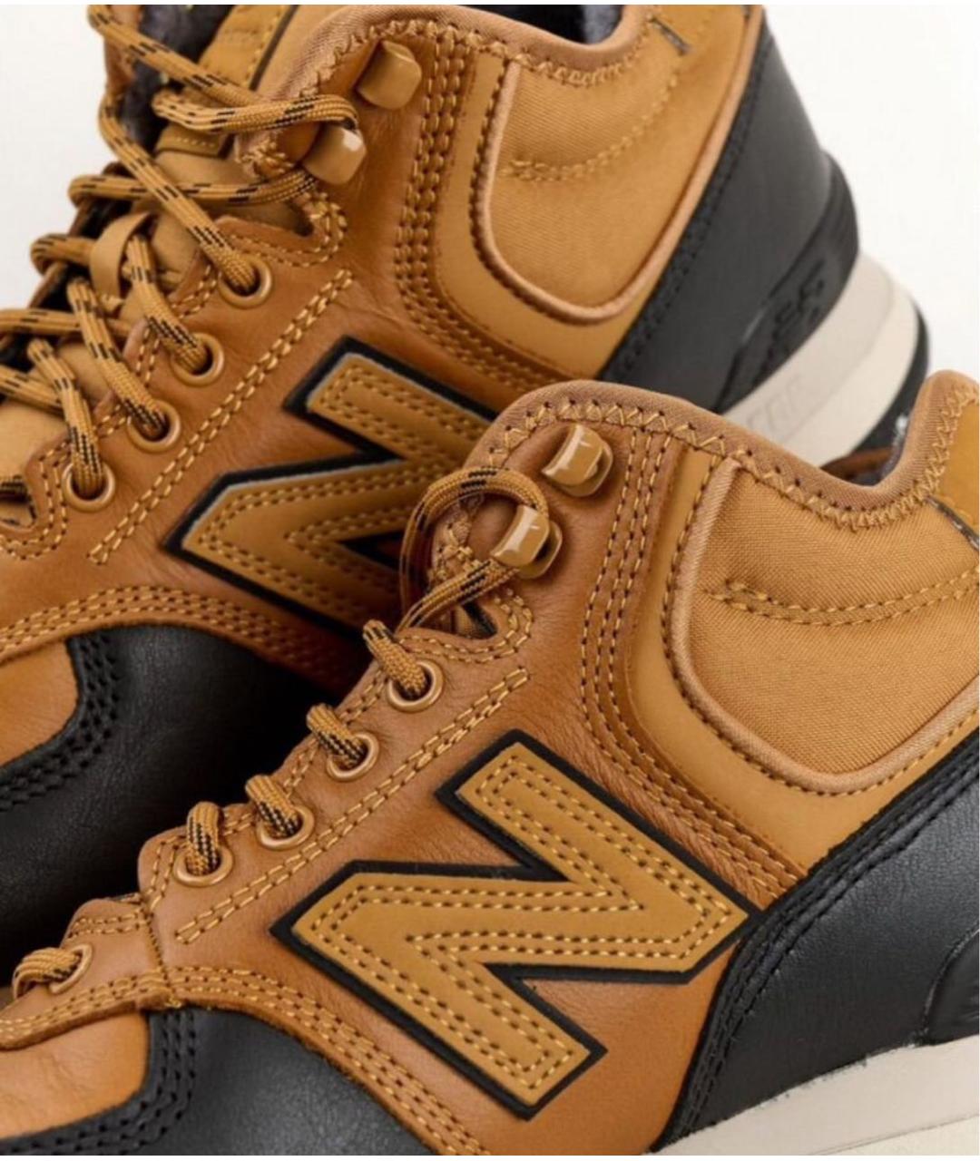 NEW BALANCE Коричневые кожаные высокие кроссовки / кеды, фото 5