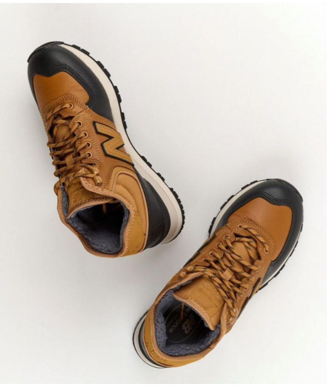 NEW BALANCE Коричневые кожаные высокие кроссовки / кеды, фото 6