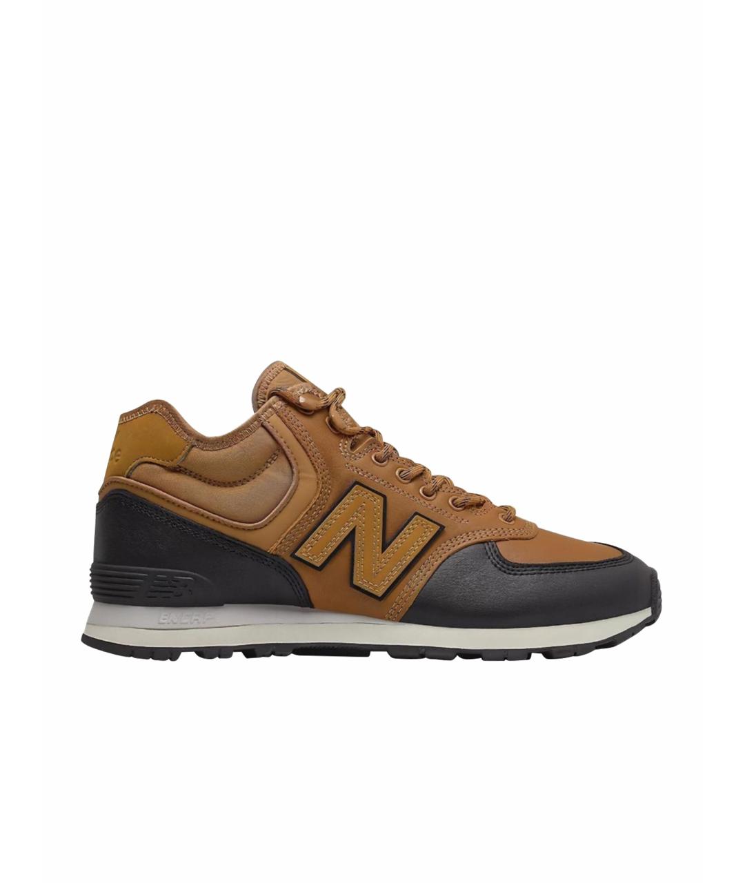 NEW BALANCE Коричневые кожаные высокие кроссовки / кеды, фото 1