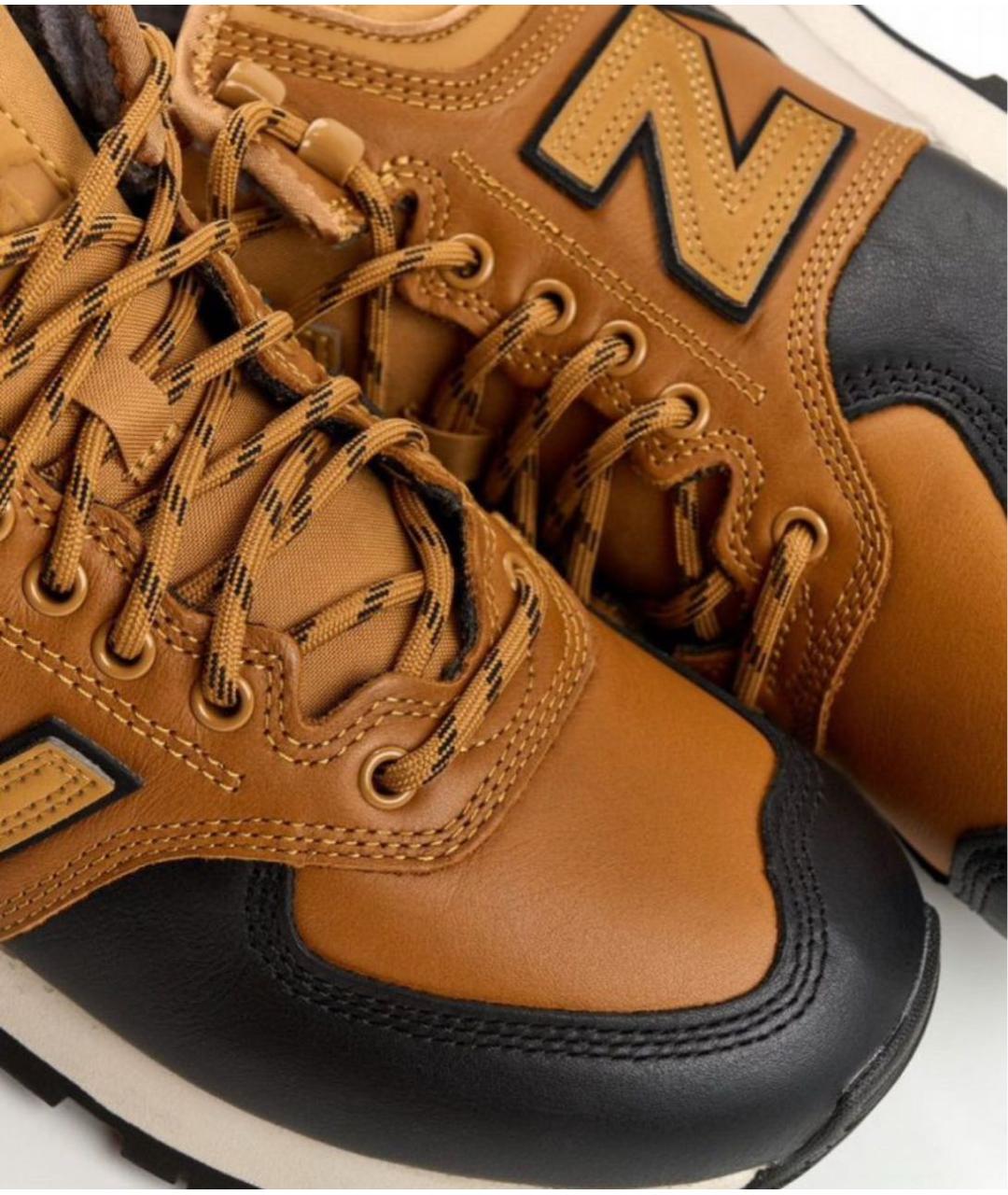NEW BALANCE Коричневые кожаные высокие кроссовки / кеды, фото 7