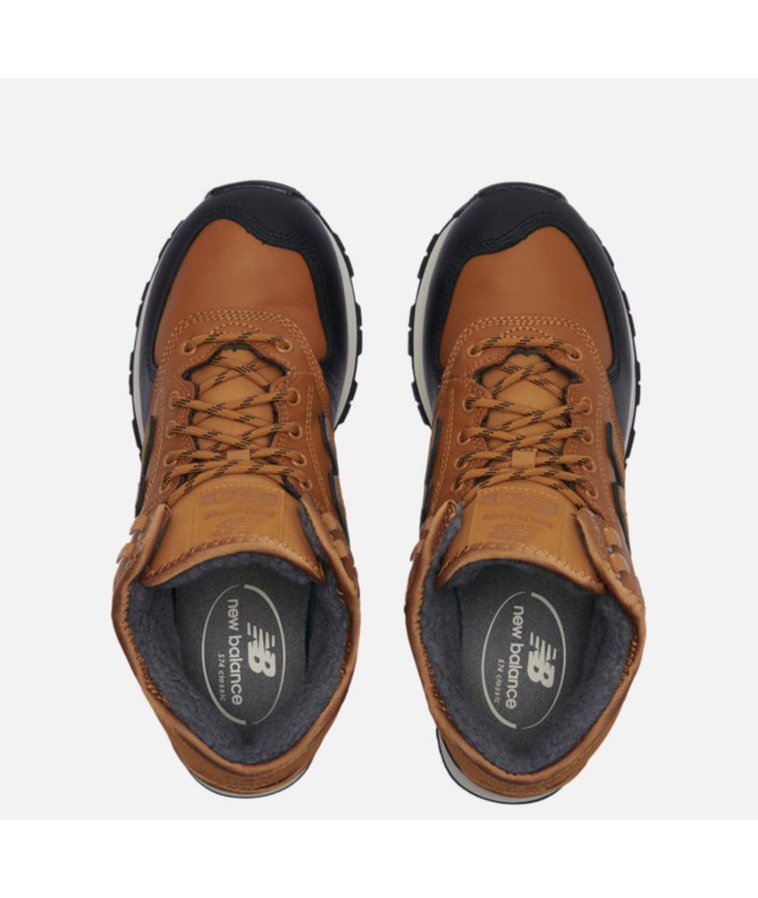 NEW BALANCE Коричневые кожаные высокие кроссовки / кеды, фото 3