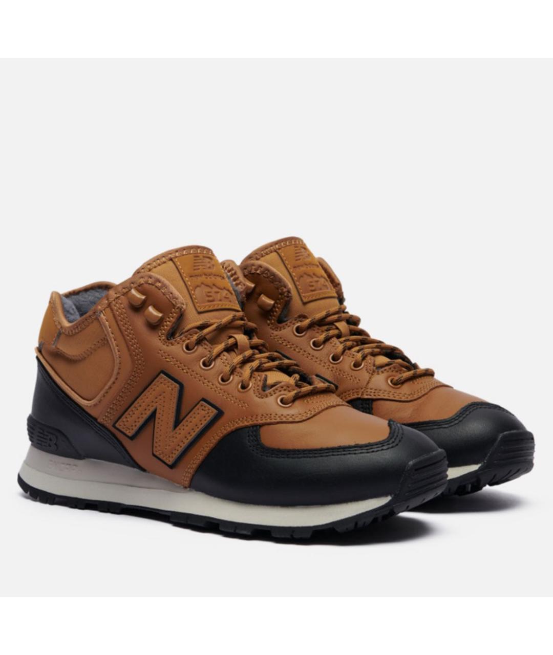 NEW BALANCE Коричневые кожаные высокие кроссовки / кеды, фото 2