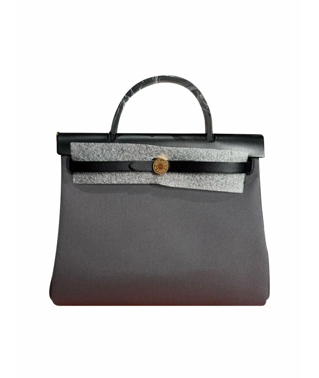 HERMES Антрацитовая кожаная сумка с короткими ручками, фото 8