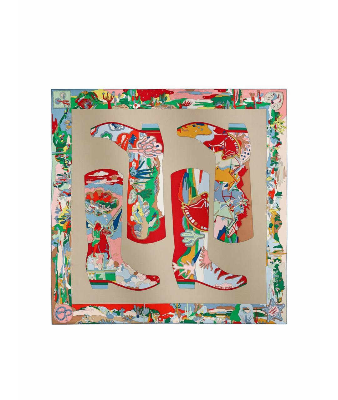 HERMES Мульти шелковый платок, фото 5