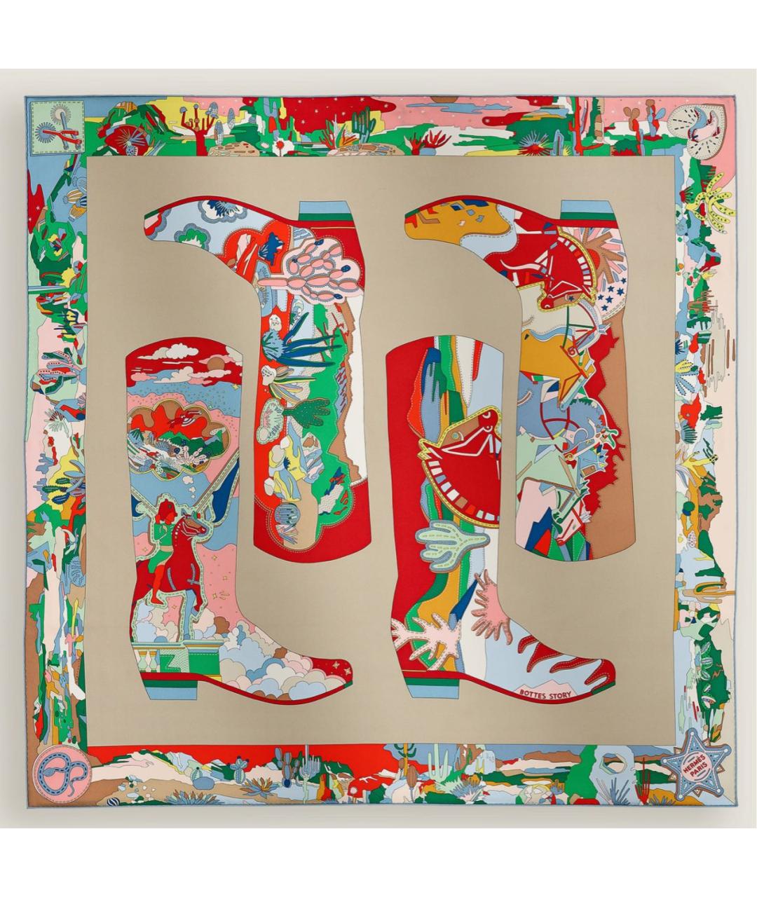 HERMES Мульти шелковый платок, фото 2