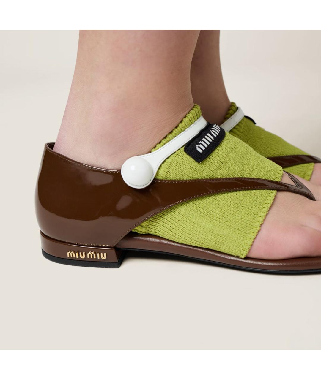MIU MIU Коричневые сандалии из лакированной кожи, фото 5