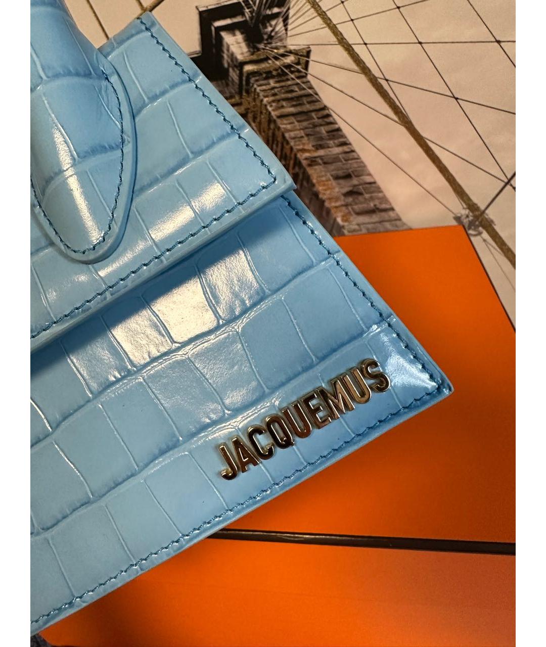 JACQUEMUS Голубая кожаная сумка через плечо, фото 2