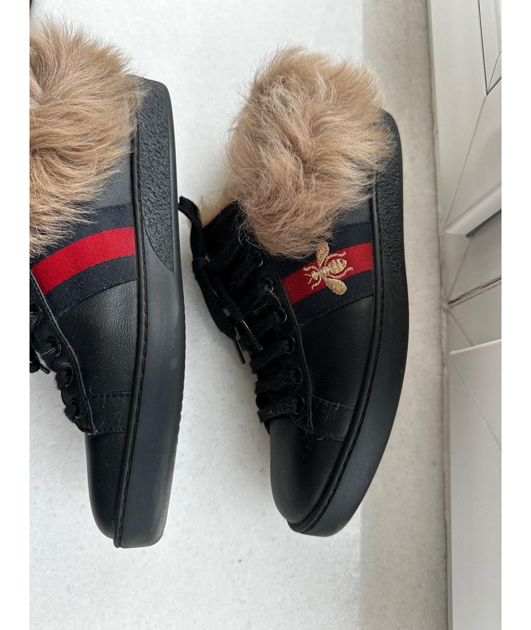 GUCCI Черные кожаные кеды, фото 2
