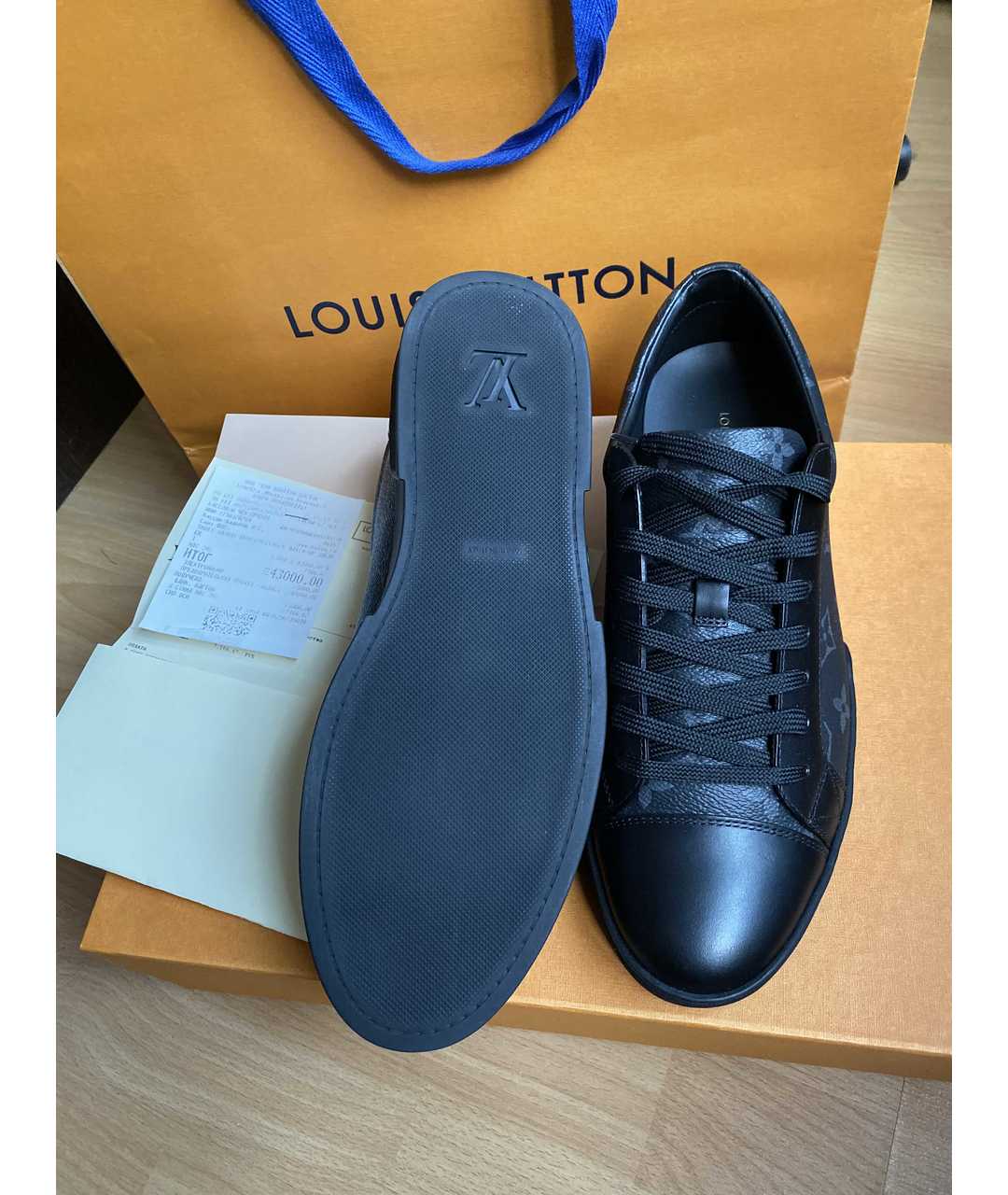 LOUIS VUITTON PRE-OWNED Темно-синие кожаные низкие кроссовки / кеды, фото 4