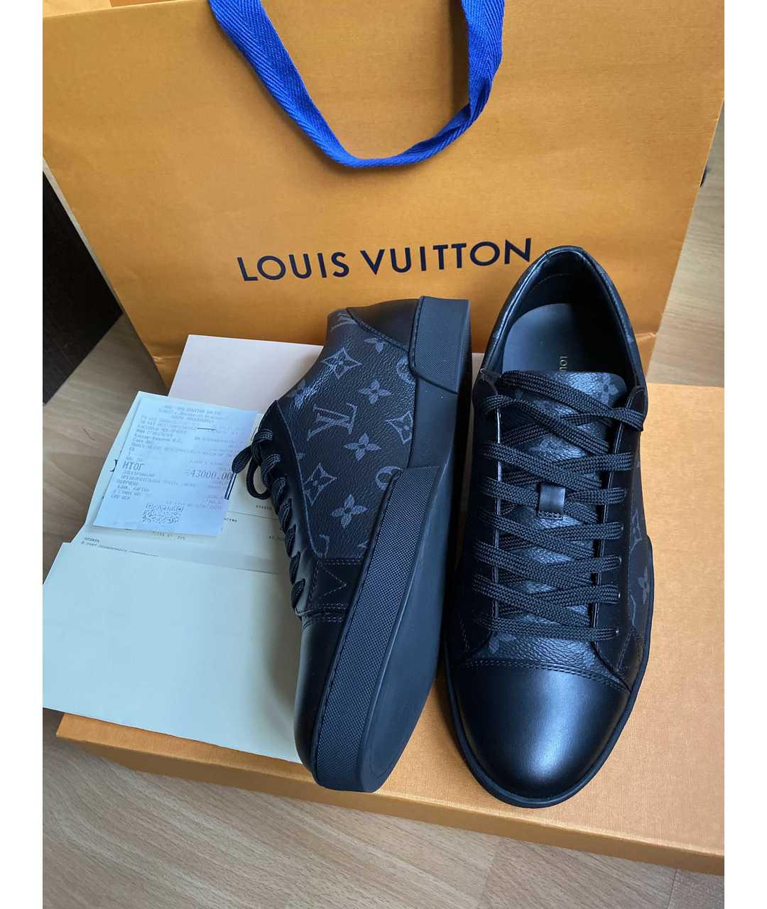 LOUIS VUITTON PRE-OWNED Темно-синие кожаные низкие кроссовки / кеды, фото 5