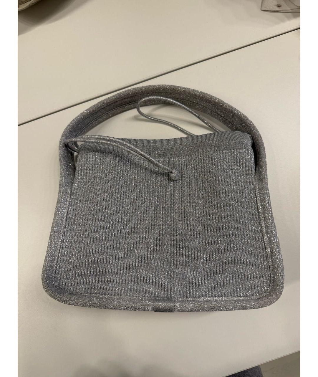 ALEXANDER WANG Серебряная тканевая сумка с короткими ручками, фото 2