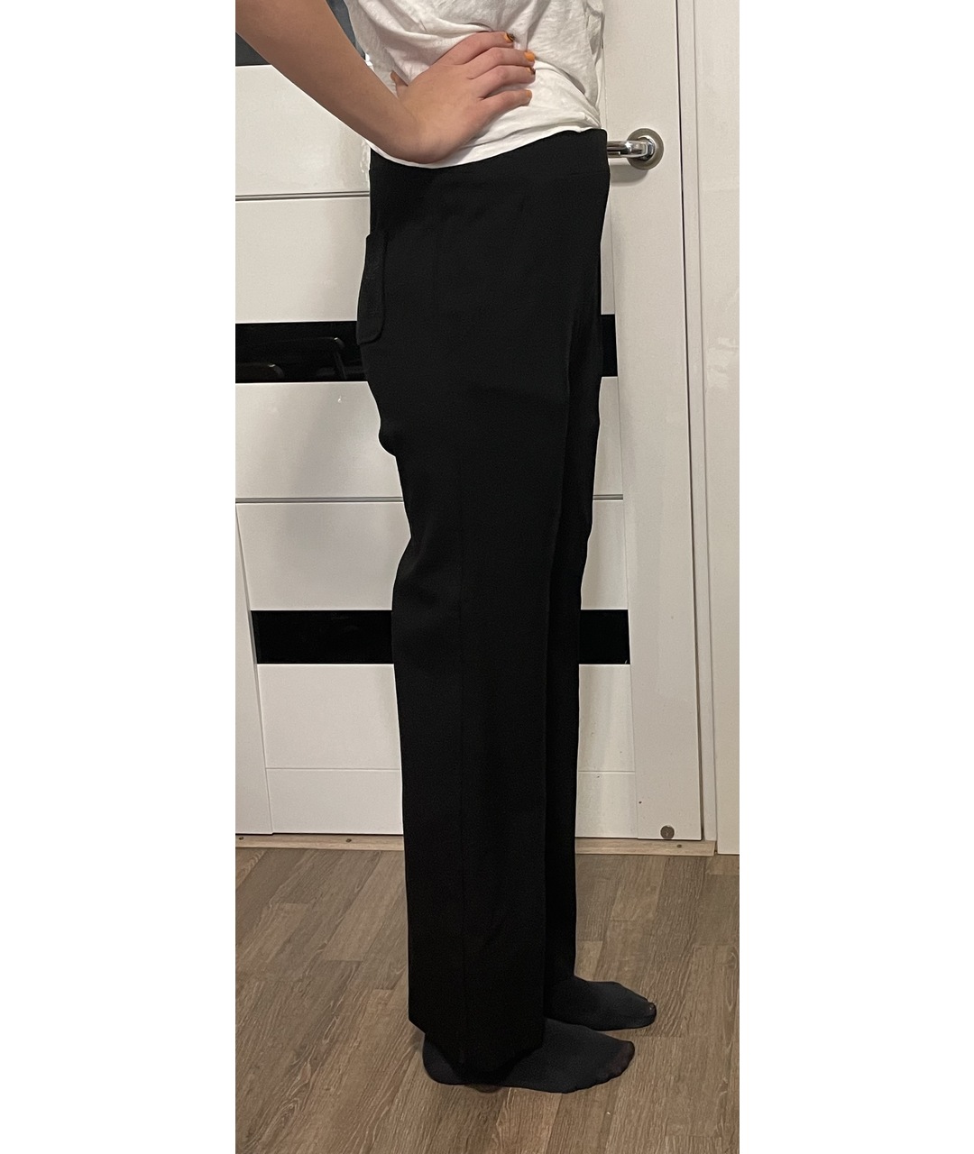 VERSACE COLLECTION Черные вискозные прямые брюки, фото 3