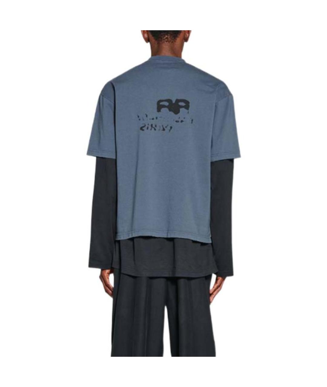 BALENCIAGA Синяя хлопковая футболка, фото 5