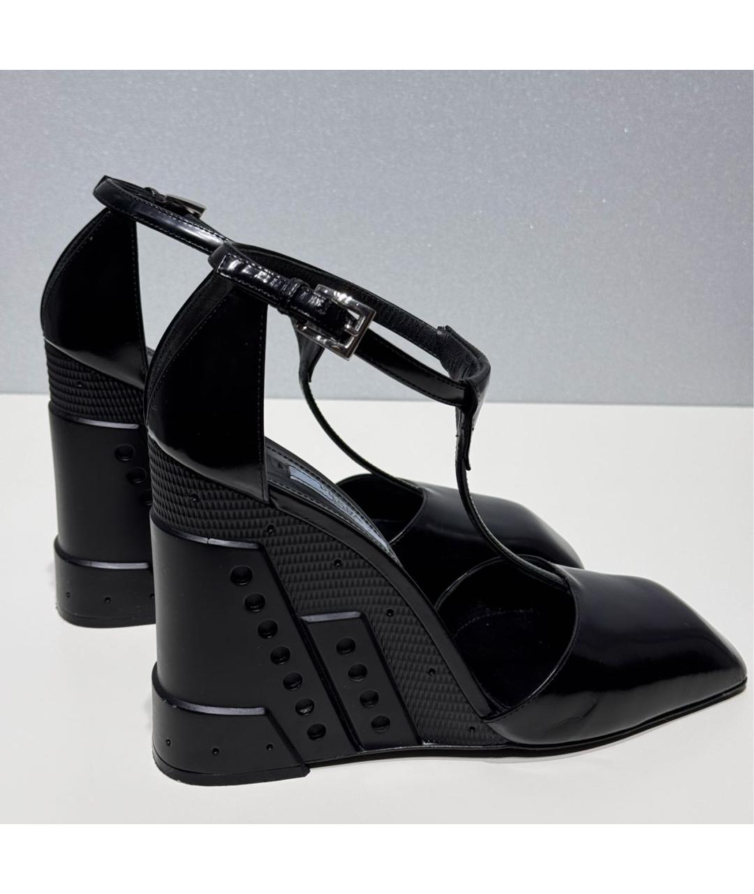 PRADA Черные кожаные босоножки, фото 5