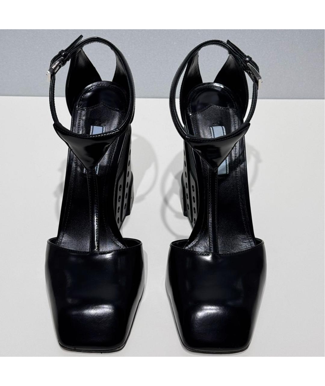 PRADA Черные кожаные босоножки, фото 2