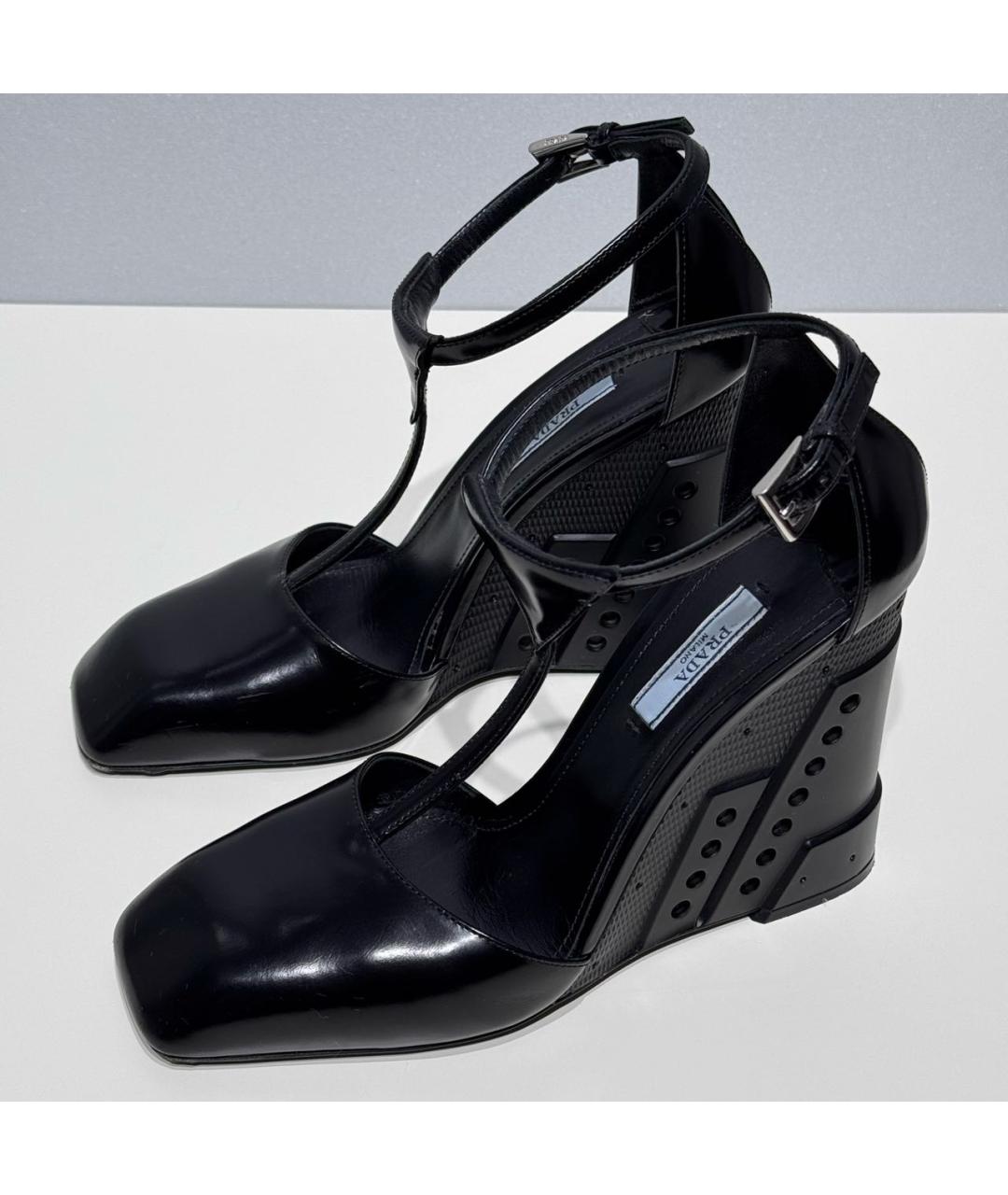 PRADA Черные кожаные босоножки, фото 6