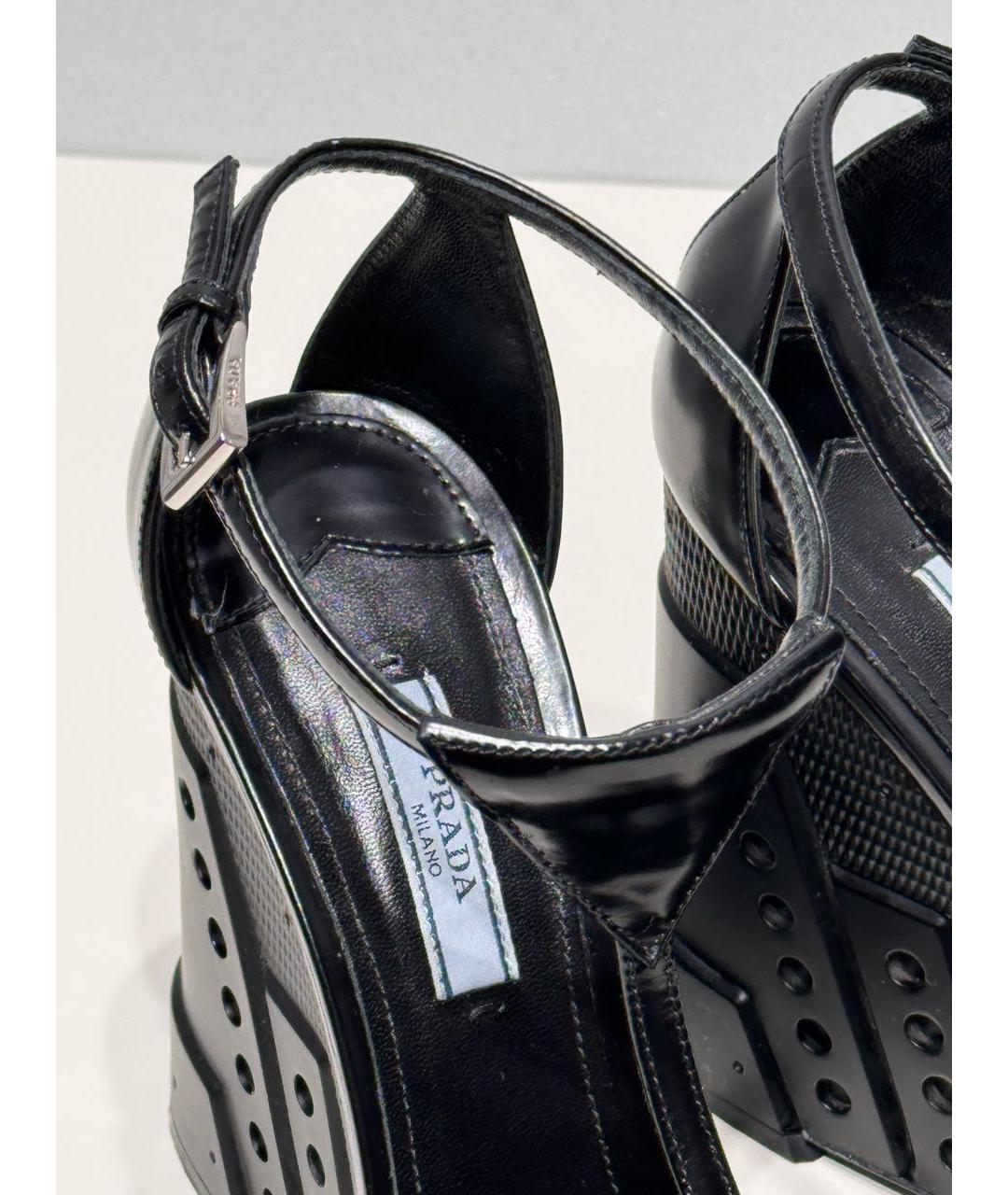 PRADA Черные кожаные босоножки, фото 8