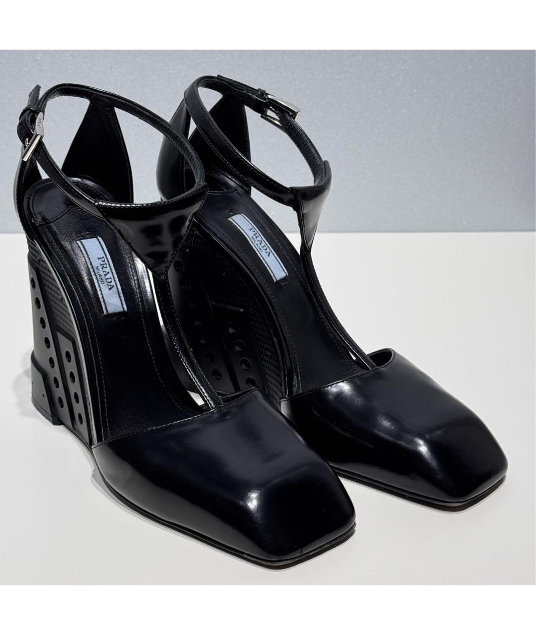 PRADA Черные кожаные босоножки, фото 3