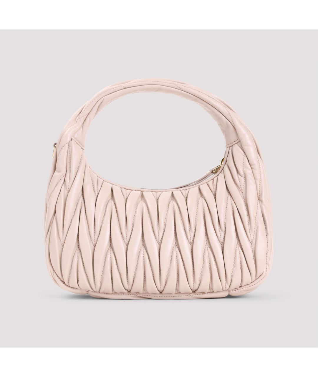 MIU MIU Бежевая кожаная сумка с короткими ручками, фото 3